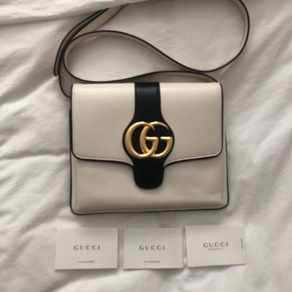 GUCCI | W&B Calf Leather Luxury Cross body Handbag | Arli Medium - Picture 8 of 13